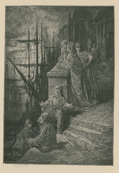 Waterman&39;s familie op een trap aan de rivier de Theems door Gustave Dore